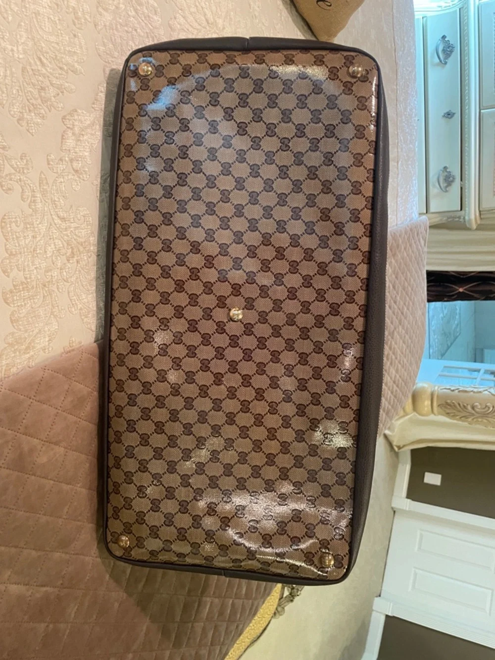 Gucci Brown Monogram Coated Canvas Travel Tote